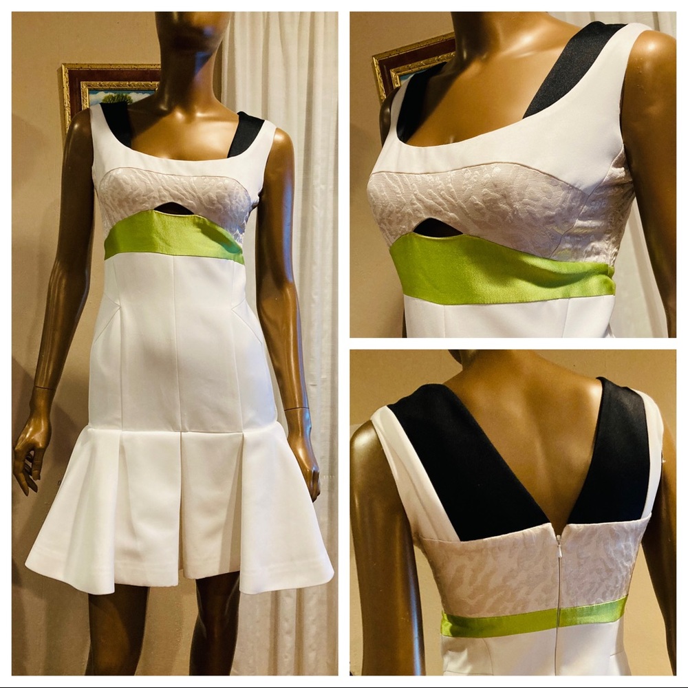 Lilia Stogova color block fit & flare dress